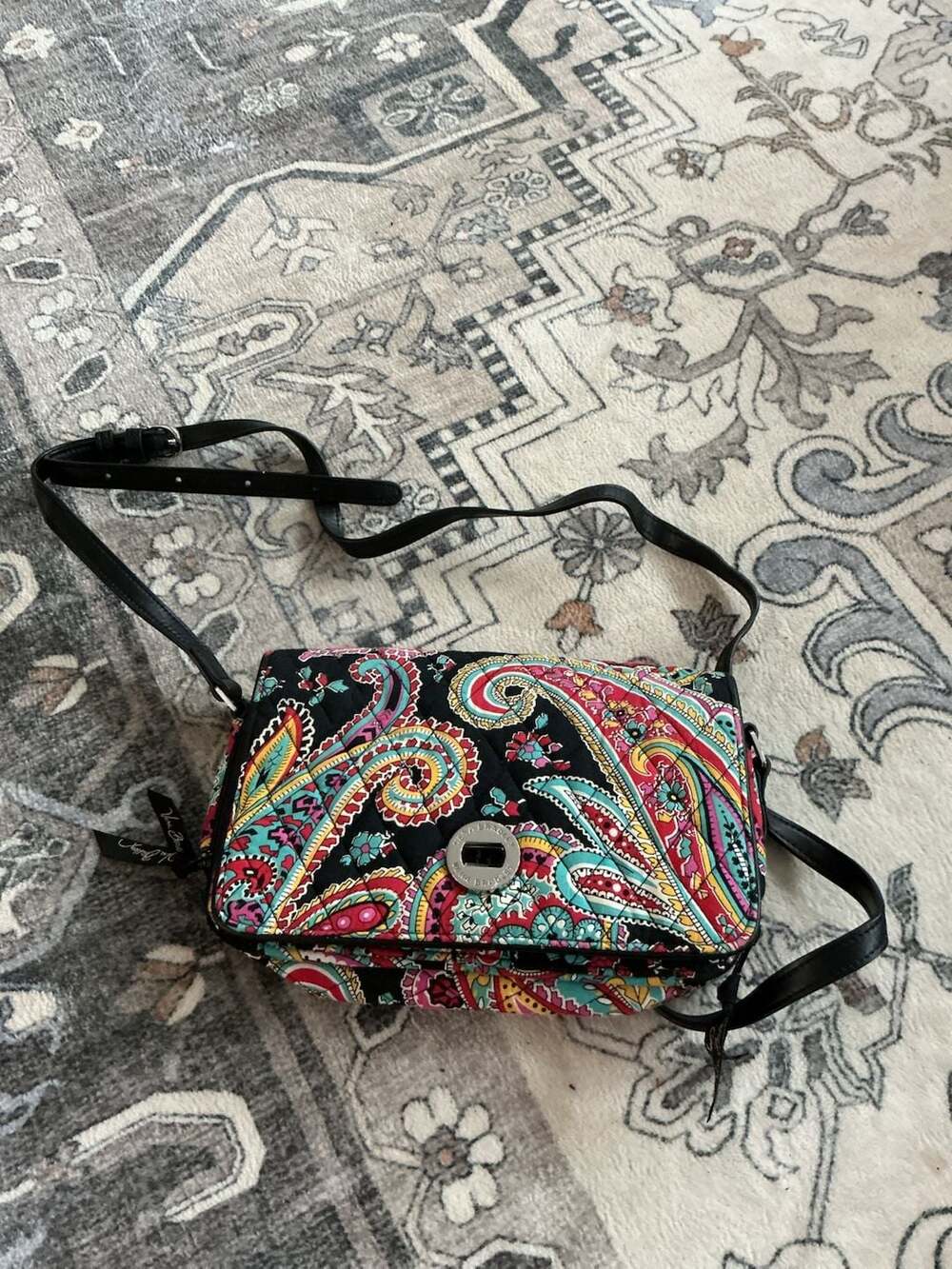 Vera Bradley Quilted Turnlock Crossbody Bag in Parisian Paisley